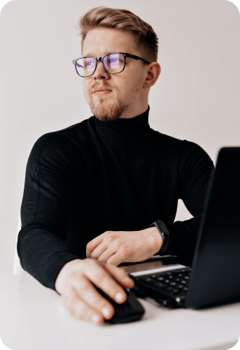 Person working on a laptop